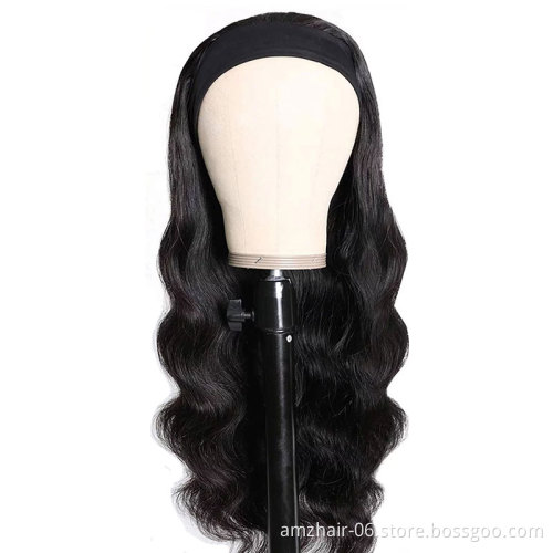 2021 New Human Hair Headband Body Wave Wig Cheap Brazilian Remy Human Hair Non Lace Machine Made Wigs For Black Women In Stock